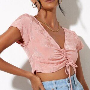 MOTEL ROCKS Raeto Top in Satin Rose Coral Blush